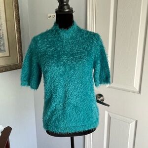 The Limited Sweater. Short sleeves. Super fuzzy. Crew Neck. Teal Green. Size M